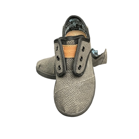 Toms toddler slip on no lace sneaker shoe sz 10 NWOB Black Grey - Picture 3 of 6
